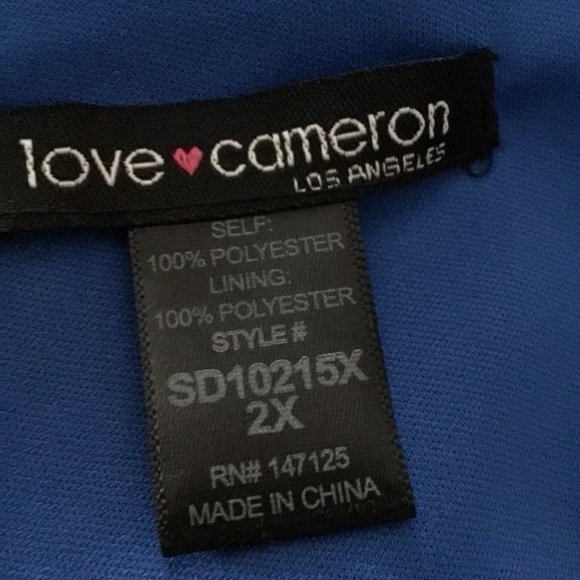 Love Cameron Royal Blue Color Block Sleeveless Keyhole Blouson Dress 2X - Picture 9 of 10